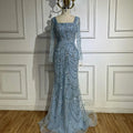 Dark Green Mermaid Dress Crystal Beaded Arabic Evening Gown for Women Perfect for Weddings and Parties 2025 LA72242