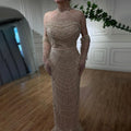 Dubai Arabia Luxury Evening Dresses Gowns 2025 for Women Nude Mermaid With Gloves for Wedding Parties LA72032A