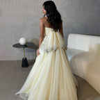 Dubai Arabic Beige A Line Halter Beaded Luxury Evening Dresses Gowns For Women Wedding Party 2025 LA72278