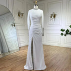 Black Satin Split Mermaid Luxury Evening Dress Gown LA72476