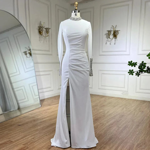 Black Satin Split Mermaid Luxury Evening Dress Gown LA72476