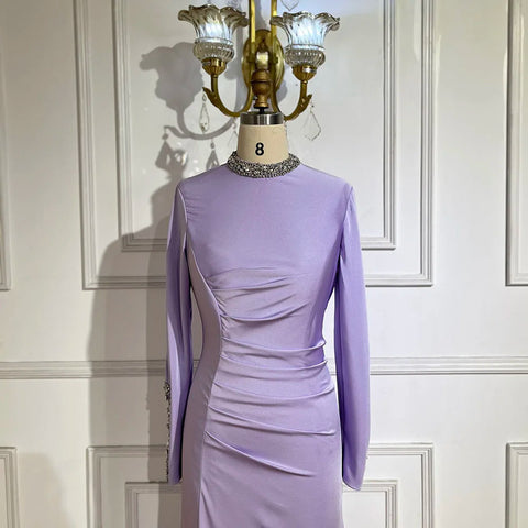 Black Satin Split Mermaid Luxury Evening Dress Gown LA72476