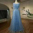 Dubai Arabic Designer Luxury Nude A Line Beaded Evening Dresses Gowns For Women Wedding Party 2025 LA72088