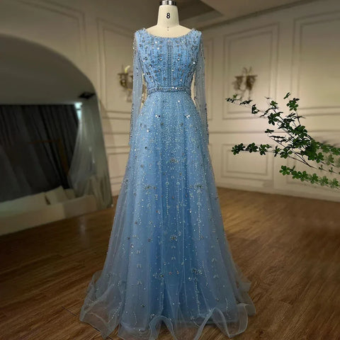 Dubai Arabic Designer Luxury Nude A Line Beaded Evening Dresses Gowns For Women Wedding Party 2025 LA72088