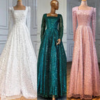 Dubai Arabic Green A Line Luxury Evening Dresses Gowns Beaded Long Sleeve For Women Wedding Party 2025 LA70271