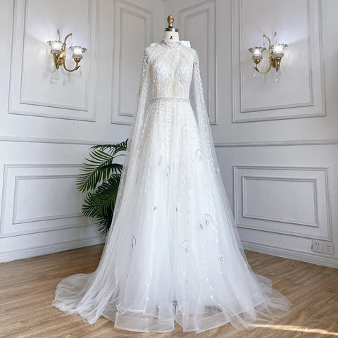 Luxury Evening Dress with Cape Sleeve Long LA71803