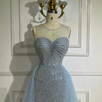 Dubai Arabic Mermaid Blue Elegant With Overskirt Beaded Evening Dresses Gowns for Women's Wedding Party 2025 LA72588