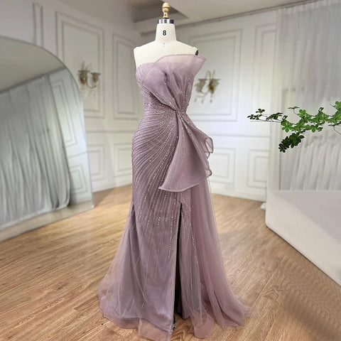 Dubai Green  Beaded Mermaid High Split Evening Gowns 2025 Prom Dresses For Women Wedding Party LA72090