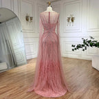 Luxury Lilac Feathers Evening Dresses with Cape Sleeves LA72036