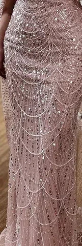 Elegante vestido de noche de lujo estilo sirena con hombros descubiertos, ideal para fiestas en Dubái (LA72243)