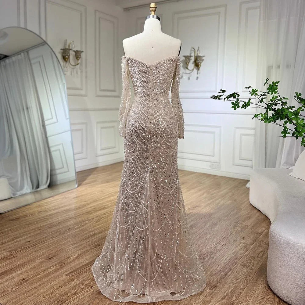 Elegant Off the Shoulder Mermaid Luxury Dubai Evening Dress for Party LA72243