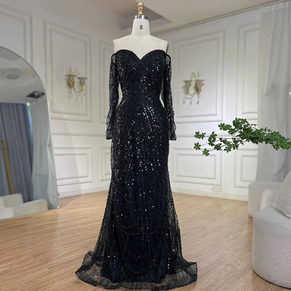 Elegant Off the Shoulder Mermaid Luxury Dubai Evening Dress for Party LA72243