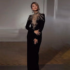 Dubai Satin Mermaid Beaded Luxury Arabic Evening Dresses Gowns 2025 for Women Wedding Party LA72354