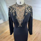 Dubai Satin Mermaid Beaded Luxury Arabic Evening Dresses Gowns 2025 for Women Wedding Party LA72354