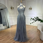 Dubai Turquoise Spaghetti Strap Mermaid Luxury Beaded Evening Dresses Gowns For Women Wedding Party 2026 LA72322