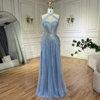 Dubai Turquoise Spaghetti Strap Mermaid Luxury Beaded Evening Dresses Gowns For Women Wedding Party 2026 LA72322