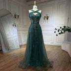Dubai Turquoise Spaghetti Strap Mermaid Luxury Beaded Evening Dresses Gowns For Women Wedding Party 2026 LA72322