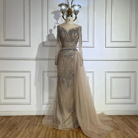 Elegant Purple Mermaid Evening Gowns with Beaded Skirt and Lace-up Detail for Women's Wedding Party 2025 LA72376