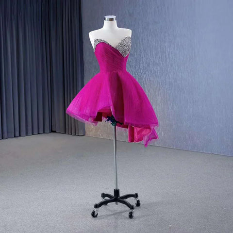 Fuchsia Detachable skirt Lace Up Pearls Beaded Luxury Bride Gowns Wedding Dress 2025 High End Custom Made HM231068