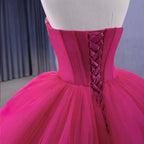 Fuchsia Elegant Boat Neck Lace Up Pearls Beaded Luxury Bride Gowns Wedding Dress 2025 High End Custom Made HM231108