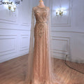 On Sale no return no refund Gold Elegant Mermaid Evening Dresses Gowns 2025 Luxury With Cape Sleeves Beading For Women Party LA70970