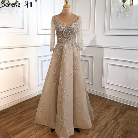 Gold Luxury A-Line Evening Dresses Gowns 2025 Beading Sparkle Sexy For Women Party  LA70823