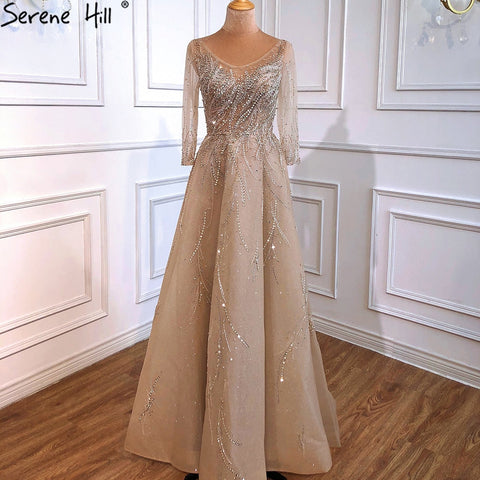 Gold Luxury A-Line Evening Dresses Gowns 2025 Beading Sparkle Sexy For Women Party  LA70823