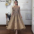Gold Luxury  Ankle Length Midi dress Evening Party   Dresses Wedding  2025  Evening Gowns  For Woman Dresses LA71051