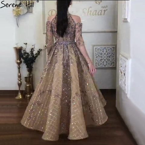 Gold Luxury  Ankle Length Midi dress Evening Party   Dresses Wedding  2025  Evening Gowns  For Woman Dresses LA71051