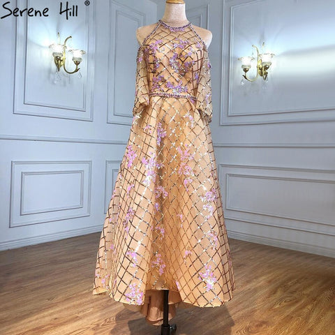 Gold Luxury  Ankle Length Midi dress Evening Party   Dresses Wedding  2025  Evening Gowns  For Woman Dresses LA71051
