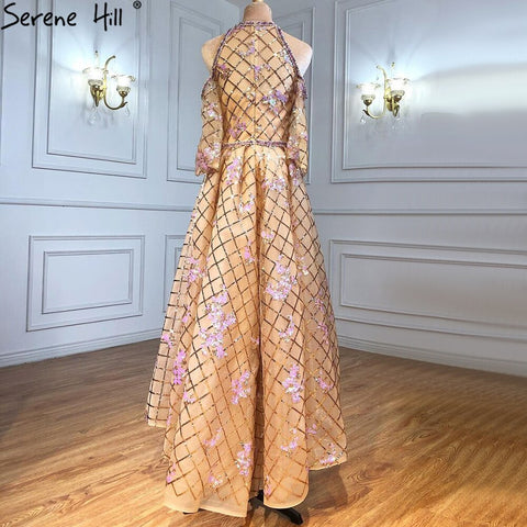 Gold Luxury  Ankle Length Midi dress Evening Party   Dresses Wedding  2025  Evening Gowns  For Woman Dresses LA71051