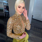 Gold Luxury Beaded Evening Gowns 2025 Mermaid Elegant Satin For Women Wedding Party LA71509