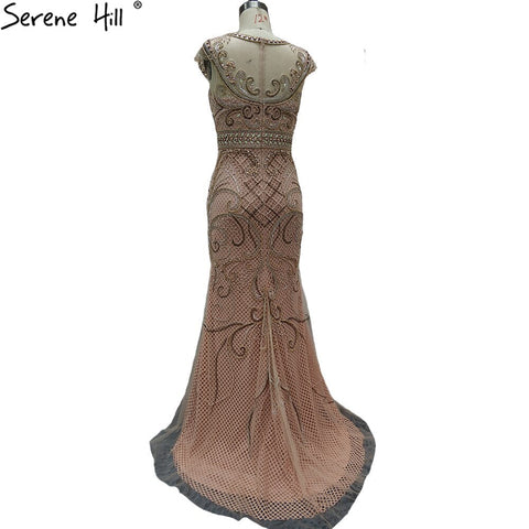 Gold Luxury Caps Sleeves Evening Dresses Gowns 2025 Mermaid Elegant Beading For Women Party LA70851