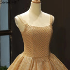 Gold Luxury Glitter Wedding Dresses 2025 Spaghetti Strap Sexy Bridal Dress HM66731 Custom Made
