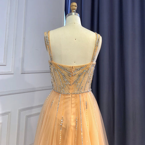 Gold Luxury High Split Evening Dresses Gowns 2025 Beaded Meramid Elegant For Women Party LA71373