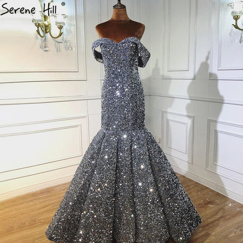 Gold Luxury Mermaid Wedding Dresses Off Shoulder Sparkle Elegant Sexy Bridal Gowns HA2353