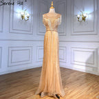 Gold Mermaid Elegant Evening Dresses Gowns 2025 Beaded Tassel Luxury For Women Party LA71435
