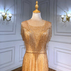 Gold Mermaid Elegant Evening Dresses Gowns 2025 Beaded Tassel Luxury For Women Party LA71435