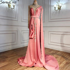 Gold Mermaid Elegant Evening Dresses Gowns 2025 Satin Luxury Beading One Shoulder For Women Party LA70869