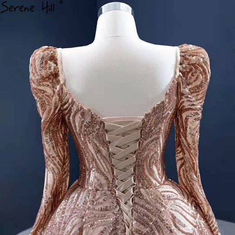 Gold Mermaid Luxury Evening Dresses Gowns 2025 Elegant With Train Sexy For Women Party HM67208