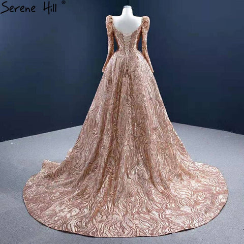 Gold Mermaid Luxury Evening Dresses Gowns 2025 Elegant With Train Sexy For Women Party HM67208