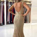 Gold Mermaid Luxury Evening Dressese Gowns 2025 Lace Beaded Elegant For Women Party LA71348