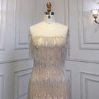 Gold Mermaid Sexy Short Skirt O-NeckElegant Dress Luxury Beaded Tassel Gowns 2025 For Women Party LA71734