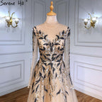 Gold Muslim Luxury Evening Dresses Gowns 2025 A-Line Beaded Sparkle For Women Party  LA71387