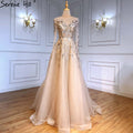 Gold Muslim Luxury Evening Dresses Gowns 2025 A-Line Beaded Sparkle For Women Party  LA71387