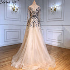 Gold Muslim Luxury Evening Dresses Gowns 2025 A-Line Beaded Sparkle For Women Party  LA71387