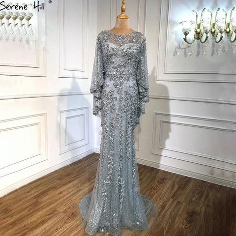 Gold Plus Size  Mermaid Elegant Luxury Evening Dresses Gowns 2025 Pearls Beading With Cape For Women Party LA70738