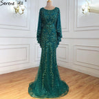 Gold Plus Size  Mermaid Elegant Luxury Evening Dresses Gowns 2025 Pearls Beading With Cape For Women Party LA70738