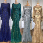 Gold Plus Size  Mermaid Elegant Luxury Evening Dresses Gowns 2025 Pearls Beaded With Cape For Women Party LA70738