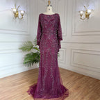 Gold Plus Size  Mermaid Elegant Luxury Evening Dresses Gowns 2025 Pearls Beaded With Cape For Women Party LA70738